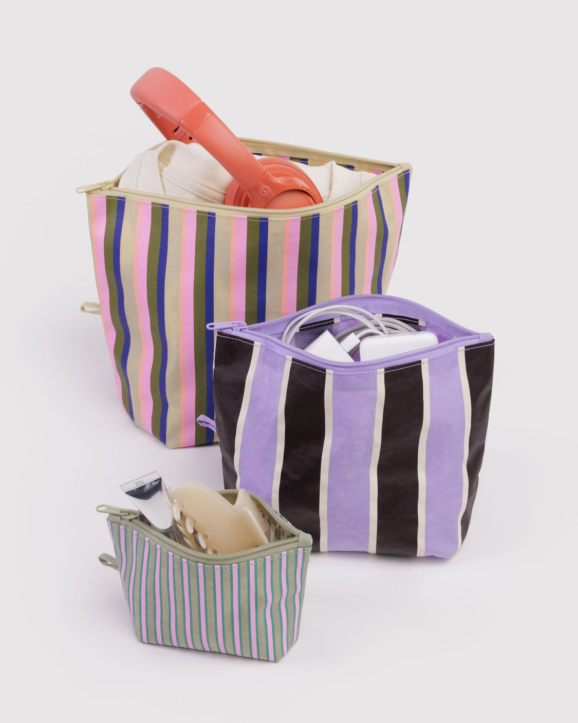 Go Pouch Set - Candy Shop Stripes - Essential Packing Organizer