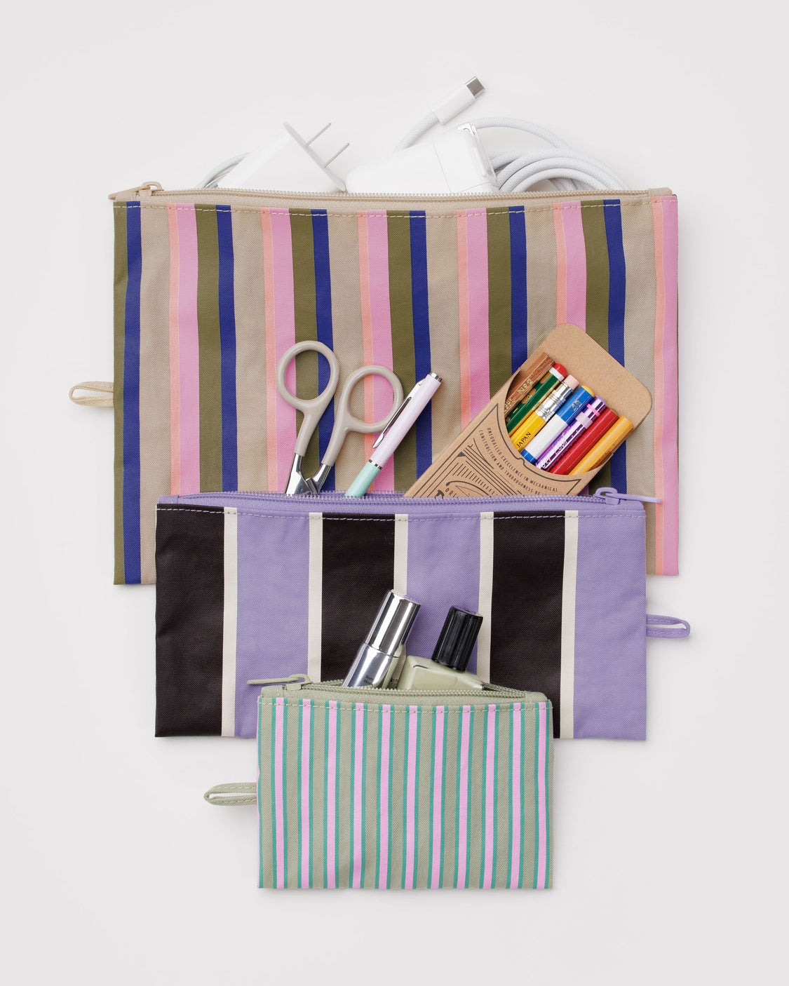 Flat Pouch Set - Candy Shop Stripes - Simple Trio