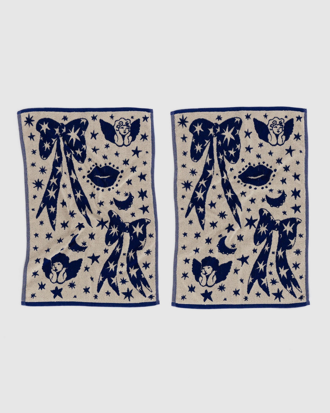 Hand Towel Set of 2 - Cherub Bows - Simple Carry Tag