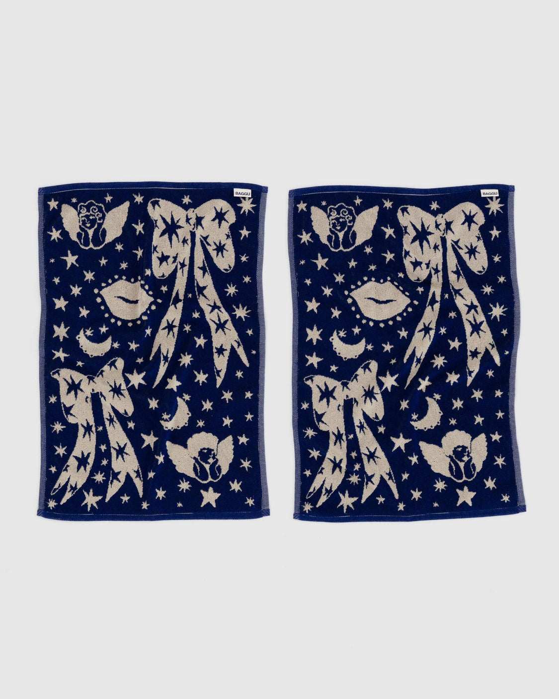 Hand Towel Set of 2 - Cherub Bows - Simple Carry Tag